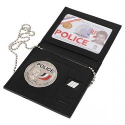 Porte-cartes avec emplacements grade et médaille (avec chaine) (vendu sans médaille)
