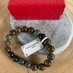 Bracelet pierres naturelles Serpentine de Chine perles 10 mm ( Réf : natu 12 ) ( Promo de Noel )