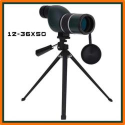 Monoculaire 12-36x50 Coudé - Avec trépied - Vert armée - Sac de rangement - Livraison gratuite