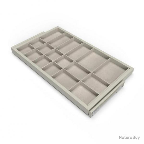 Kit tiroir d'organisation Emuca avec glissires  fermeture douce pour armoire module 800mm gris pie