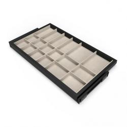 Kit tiroir d'organisation Emuca avec glissières à fermeture douce pour armoire module 800mm noir tex
