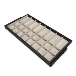 Kit tiroir d'organisation Emuca avec glissières à fermeture douce pour armoire module 900mm noir tex