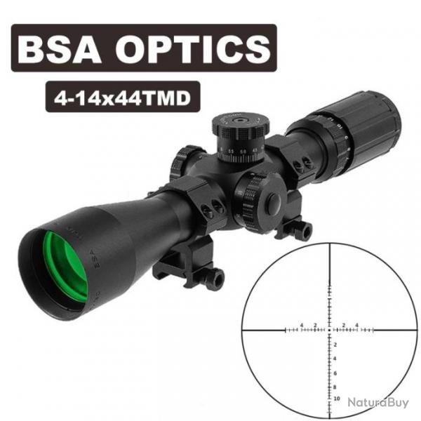 BSA OPTICS TMD 4-14X44 FFP Lunette Visee Chasse Fusil Tactique Resistant Airsoft Fusil +11mm/20mm