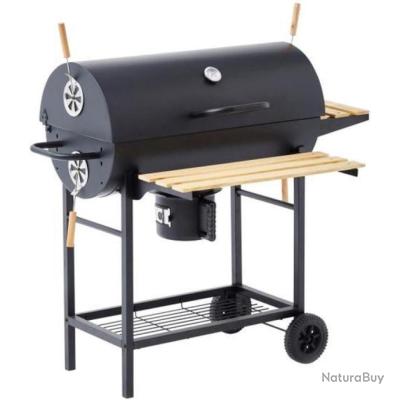Barbecue Portable AKTIVE à Charbon - 55 X 43 X 82 Cm, Grilles Inox Réglables 4 Hauteurs, Parois Coupe-Vent, Idéal Pour Extérieur