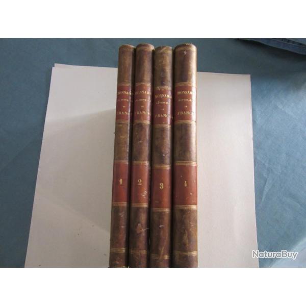 Monnaies nationales de France  de G Conbrouse - les 4 gros volumes - dition de 1839 - Trs bon tat