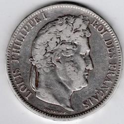 monnaie en ARGENT - 5 FRANCS -  LOUIS PHILIPPE 1841 - W  (LILLE )  poids 25 gr en très bon état