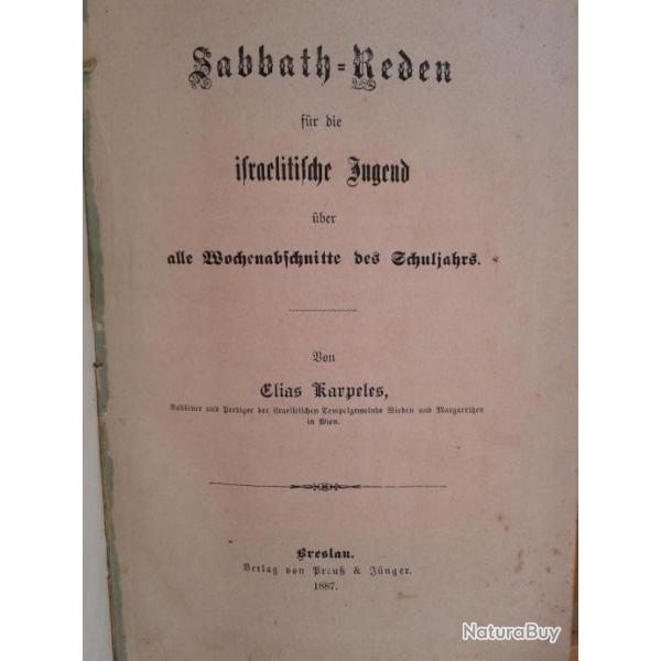 Sabbath reden fur die israelitische jugend. 1887