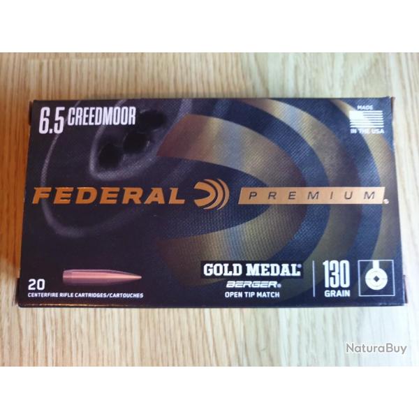 6.5 Creedmoor Federal gold match 130gr  - boite 20