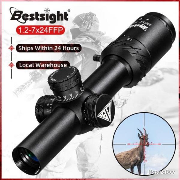 Bestsight-Lunette 1,2-7x24 vise compacte carabines Airsoft premier plan point  chasse