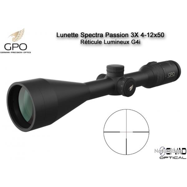 Lunette Chasse GPO SPECTRA PASSION 3X 4-12x50  - Rticule Lumineux G4i SFP