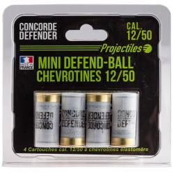 4 cartouches Mini Defend-Ball cal. 12/50 chevrotine Elastomere