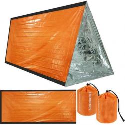 Lot de 2 couvertures de survie réutilisables 213 x 91 cm - Orange - Livraison gratuite et rapide