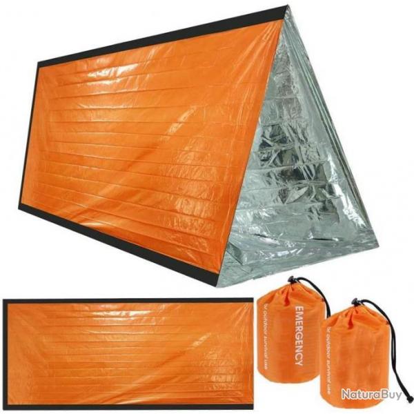 Lot de 2 couvertures de survie rutilisables 213 x 91 cm - Orange - Livraison gratuite et rapide