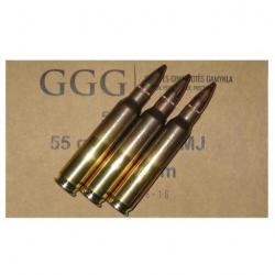 Munitions cartouches à balles GGG cal.223 Rem 5.56x45 FMJ 62gr par 50