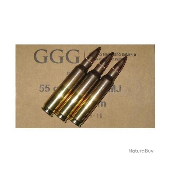 Munitions cartouches  balles GGG cal.223 Rem 5.56x45 FMJ 62gr par 50