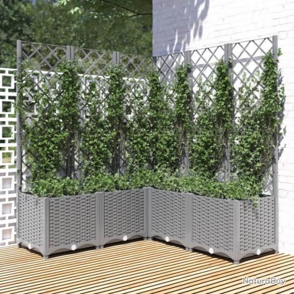 Jardinire avec treillis Gris clair 120x120x136 cm PP