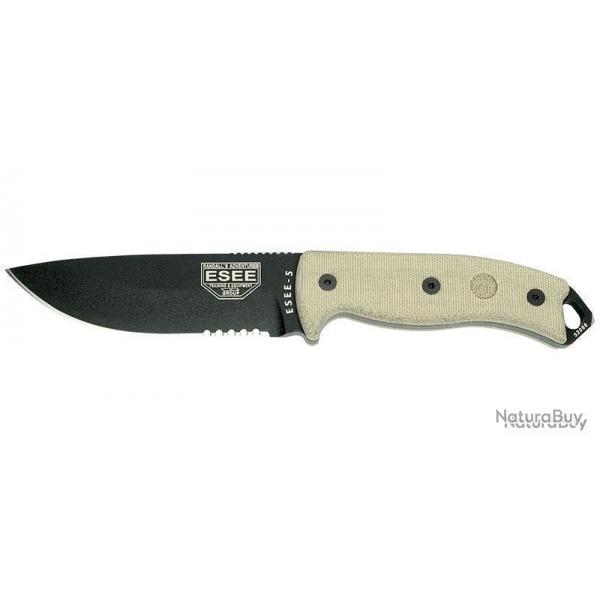 Couteau fixe - ESEE-5 - Lame Noire ESEE - EE5PE