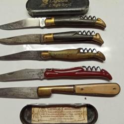 Collection d'anciens couteaux Laguiole et un Corse