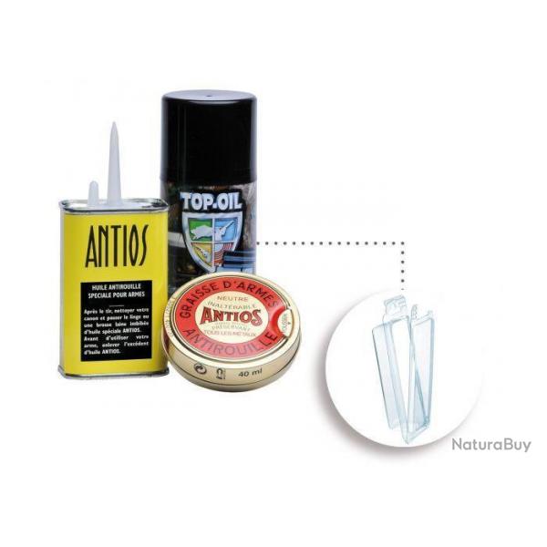 KIT HUILE AROSOL, BURETTE ANTIOS, GRAISSE ANTIOS SOUS BLISTER 1 sans prix de reserve !!