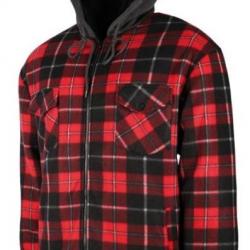 Chemise polaire carreaux rouge Sherpa avec capuche TREELAND