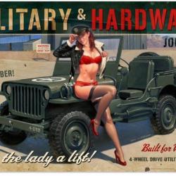 PLAQUE METAL JEEP willys PIN-UP WW2