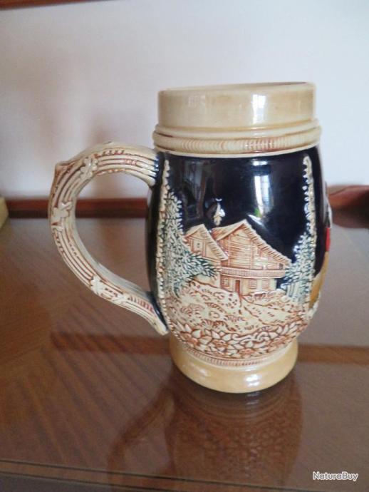 Chope à Bière en Céramique Peinte, Allemagne en vente sur Pamono