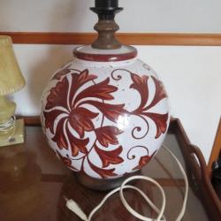 Ancienne grande lampe Vintage boule en céramique peinte (XXéme)(Antique vintage lamp)