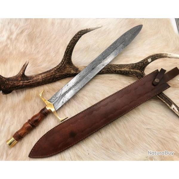 Magnifique Épée viking en acier damas forgé à la main, meilleure qualité, épée prête au combat