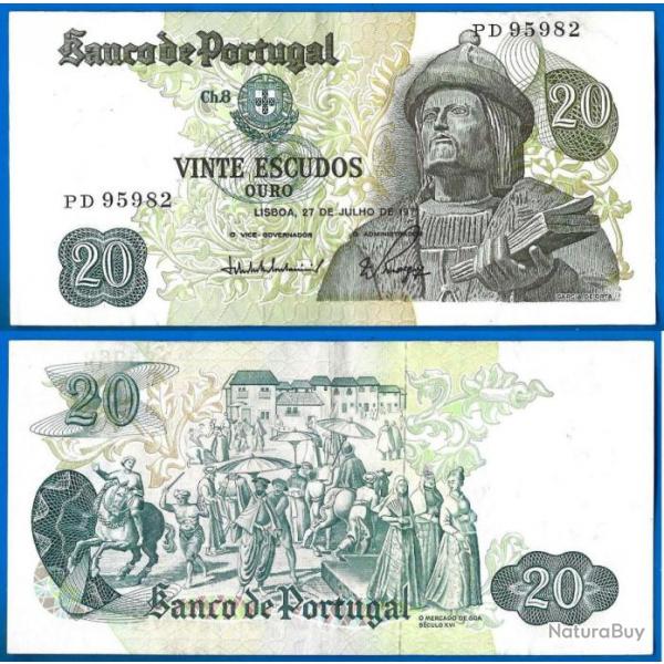 Portugal 20 Escudos 1971 Billet Escudos Europe De Orta