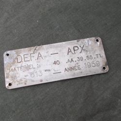 Plaque alu APX datée de 1959