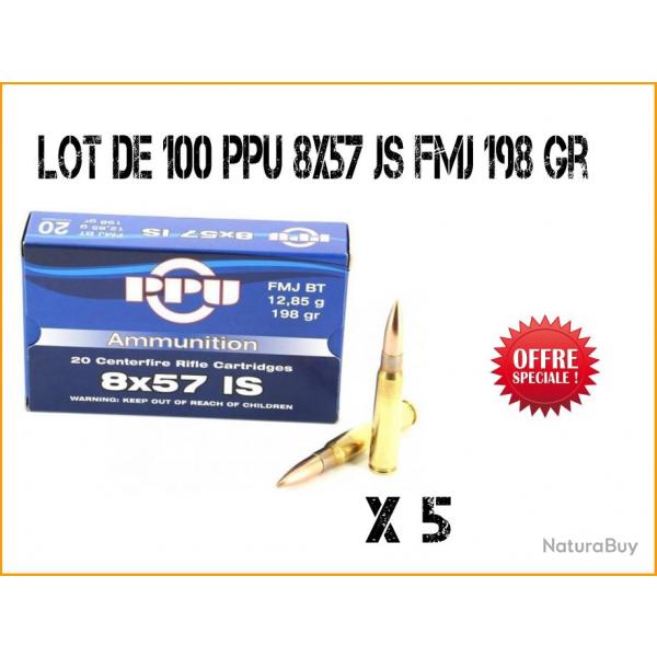 100 Cartouches  balle Partizan PPU 8x57 JS FMJ BT 198 gr 