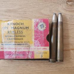 ancienne boite KYNOCH de 2 cartouches de 375 H & H à balle 1/2 blindée soft nose de 300 grains