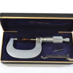 Micromètre Mitutoyo 25-50mm 0.01mm vintage avec coffret. Outil armurier usineur précision mesure