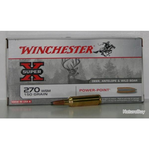 MUNITIONS WINCHESTER POWER POINT 150GR CAL. 270WSM X20