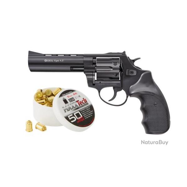 Pack REVOLVER VIPER 4.5'' + Munitions - NOIR/BLACK 9MM R