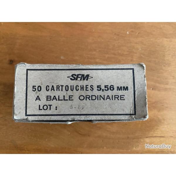 BOITE VIDE SFM POUR 50 CARTOUCHES 5,56 A BALLE ORDINAIRE LOT 5-89 TIR FAMAS EN 90 / 91