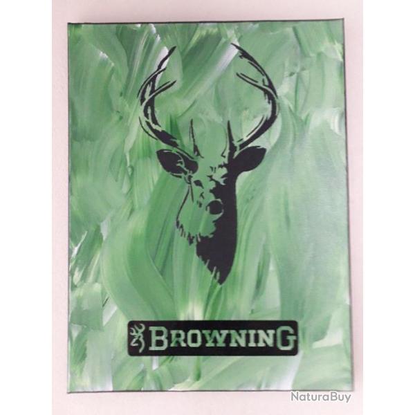 Tableau/toile decors Cerf 30x40cm vert et noir Browning