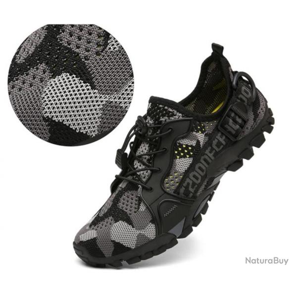 Chaussure de randonne, lgre et respirante du 36 au 47 grise camouflage