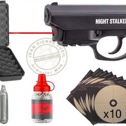 Pack pistolet à plomb CO2 4.5 mm BB CROSMAN Night Stalker Laser - Blowback (3,8 joules)