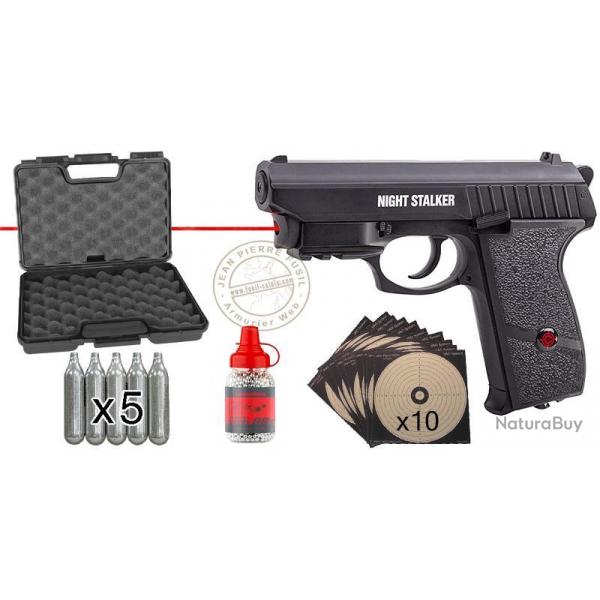 Pack pistolet  plomb CO2 4.5 mm BB CROSMAN Night Stalker Laser - Blowback (3,8 joules)