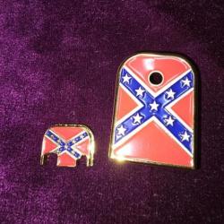 Plaques arrière et de chargeur, drapeau Confédéré plaqué or et émaille - pour Glock gen 3 & 4