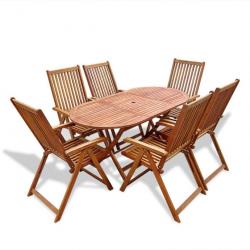 Mobilier à dîner d extérieur 7 pcs en Bois d acacia solide