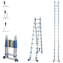 Echelle télescopique articulée 6,2m STEMPAKT, escabeau 2x10 marches pliable professionnel multifonct