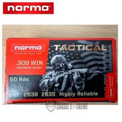 50 Cartouches NORMA Tactical Cal 308 win 147gr Fmj
