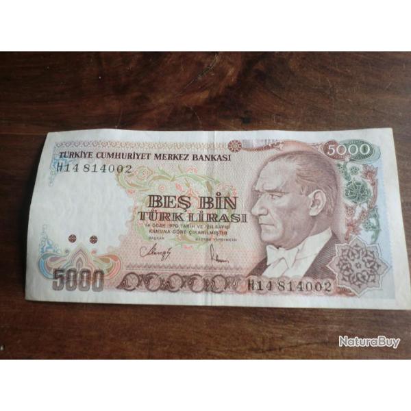 Billet turquie 5000 LIRA / H14814002