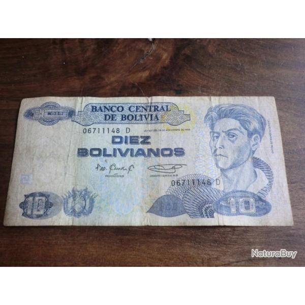 Billet banco central diez bolivia / 06711148 D