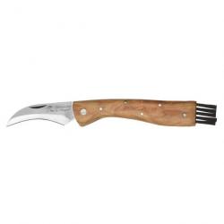 Couteau à champignon avec manche en bois de teck et brosse Sans cordon