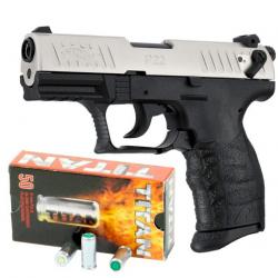 PACK PISTOLET WALTHER P22Q CALIBRE 9MM PAK + MUNITIONS - NICKELE