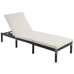 Chaise longue bain de soleil transat de relaxation avec matelas de 5 cm surface tissée inclinable 5