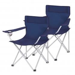Lot de 2 chaises de camping pliables sièges pliantes extérieur confortable avec accoudoirs et porte